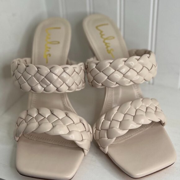 Lulu's Kakee Light Nude Woven High Heel Sandals Size 9 - Picture 4 of 7